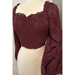 Altar’d State Smocked Crop Top Cottagecore Feminine Romantic Size Medium